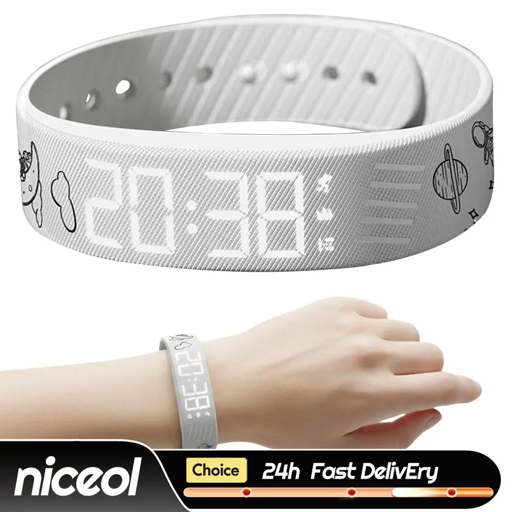 

Vibrating Alarm Wristband with Step Counter Pedometer Silent Wrist Shock Bands Rechargeable for Heavy Sleepers Students