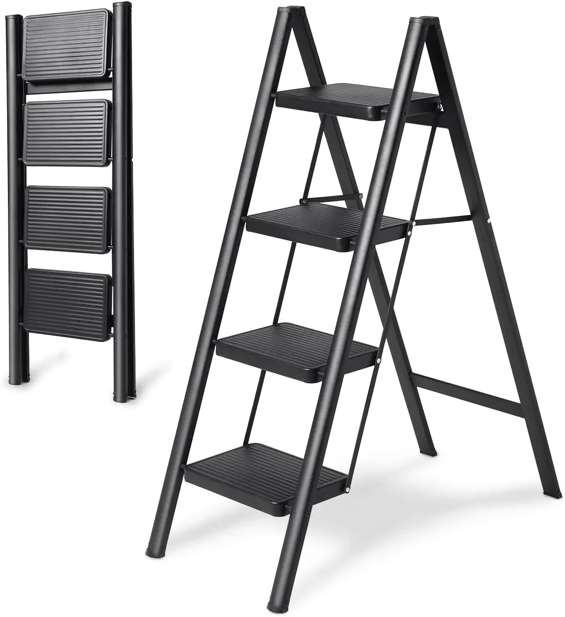 

4 Step Ladder Folding Step Stool, Heavy Duty 330 Lbs Load Step Ladders for Home, Tall Kitchen/Closet Stepladder for Adults