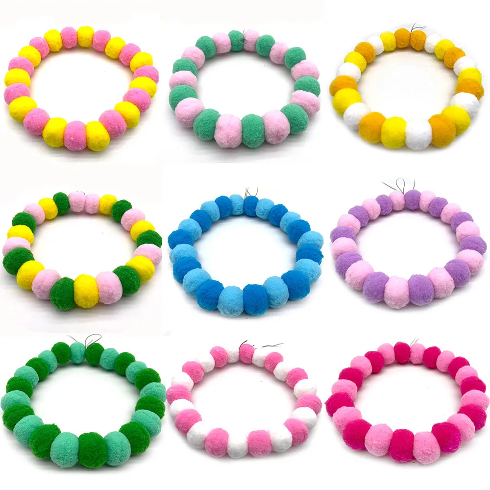 30pcs Pet Dog Rainbow Style Hair Ball Necklace Collar Pet Dog Cat Bow Ties Neckties Dog Grooming Accessories