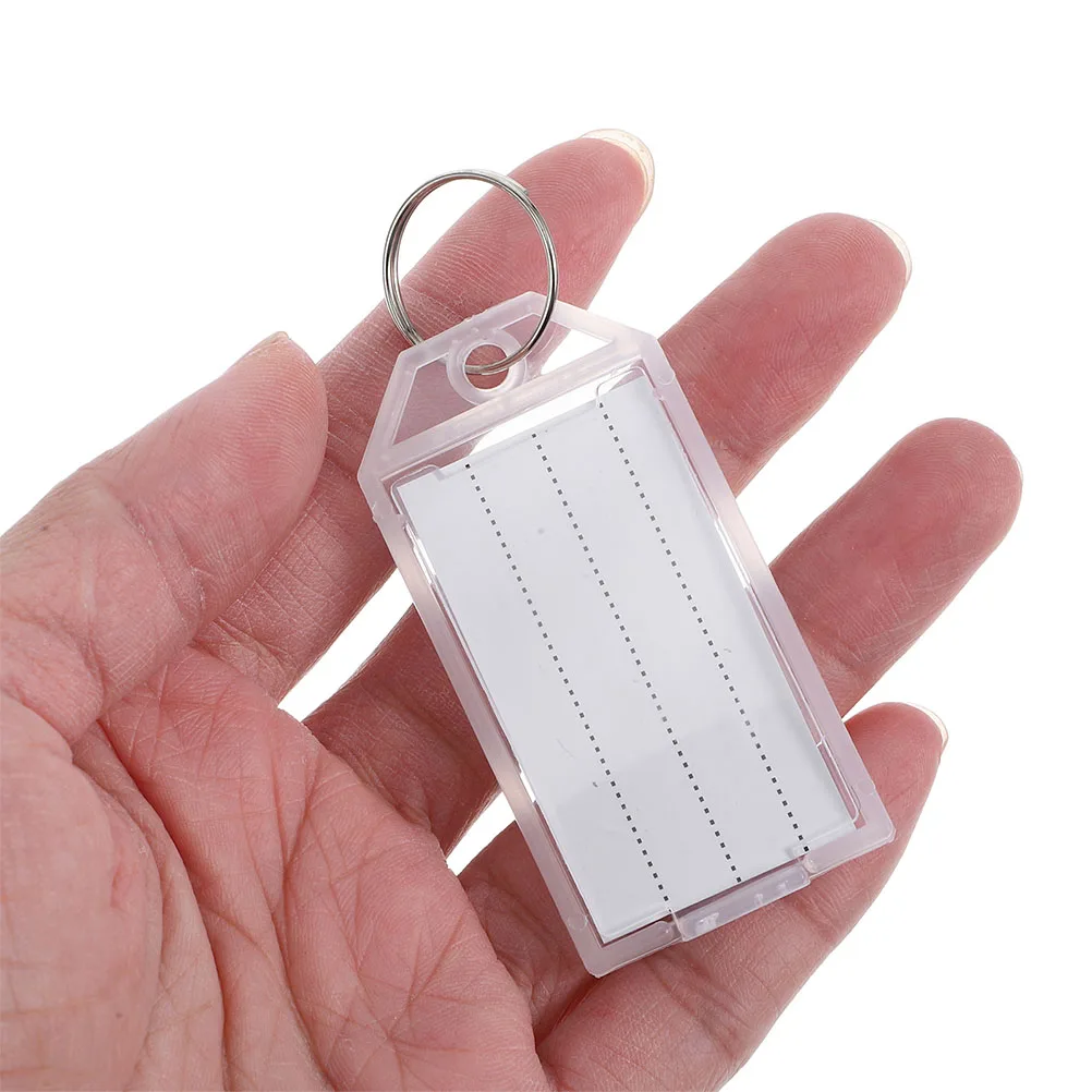

50pcs Blank Writable Key Tags With Split Rings Plastic Travel Identification Tags Luggage Bag Name Label Holders For