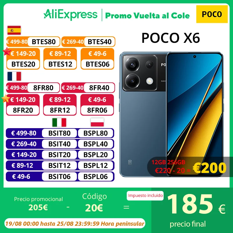 Versión Global Poco X6 5G Snapdragon® 7s Gen 2 CrystalRes 120Hz FIow AMOLED 64MP Triple Cámara con OIS 67W Turbo Charging