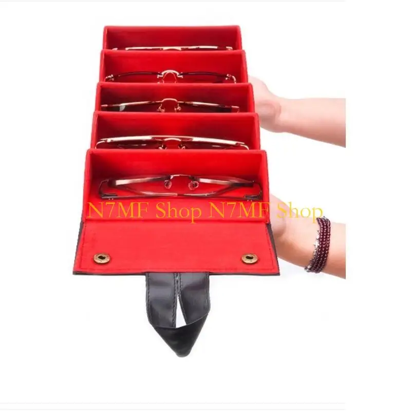 

N7MF Foldable Sunglass with Multiple Compartments PU Eyeglass Storage Box
