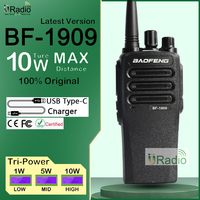 BaoFeng BF-1909 Walkie Talkie Type C Charging FM Two Way Radio 10W Long Range Transmitter BF888S UV-5R UV-82 UV-16PLUS   Upgrade