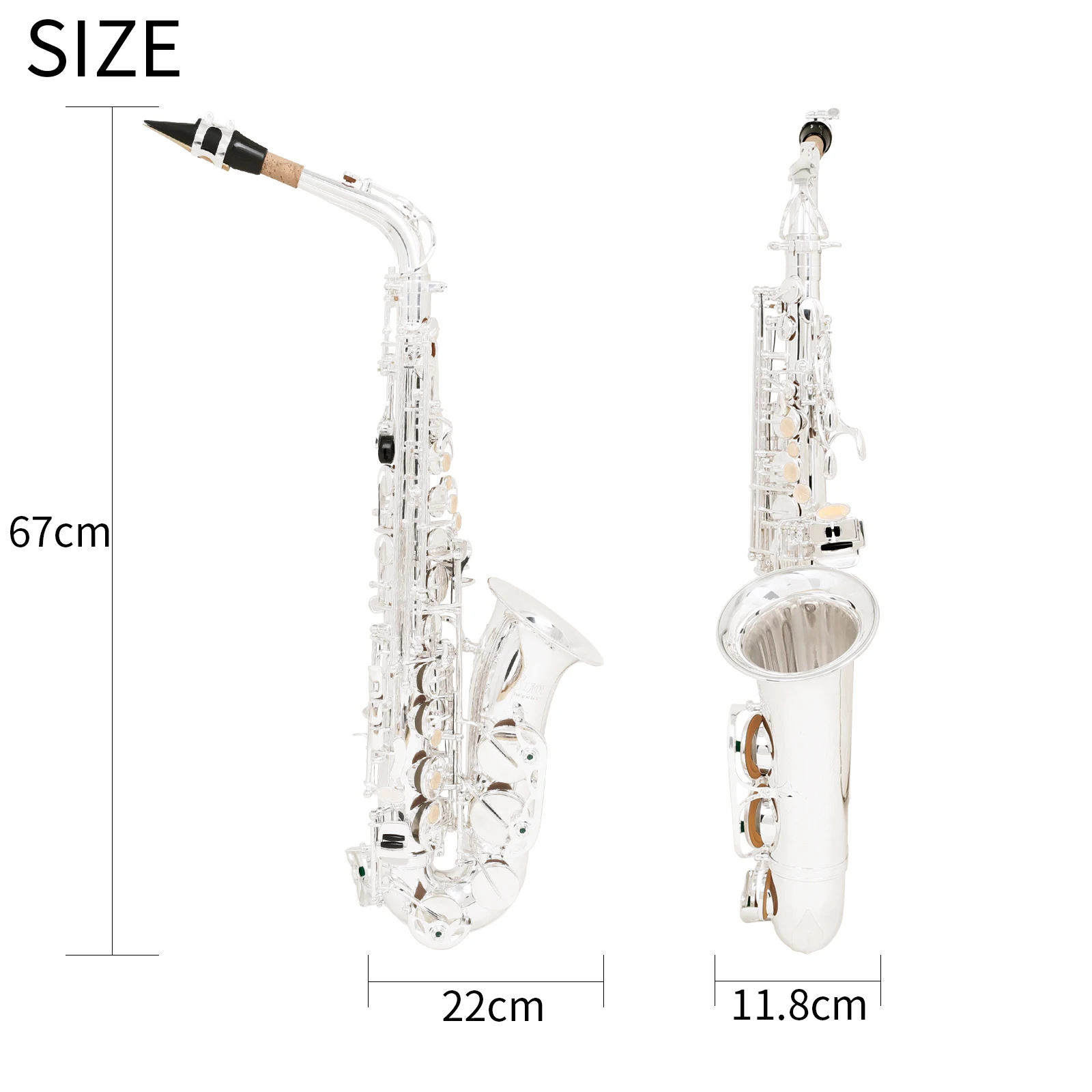 SLADE E-flat Alto Saxophone Silver Plated White Shell Keys Matching Canvas Case Woodwind Musical Instrument for Sax Performance