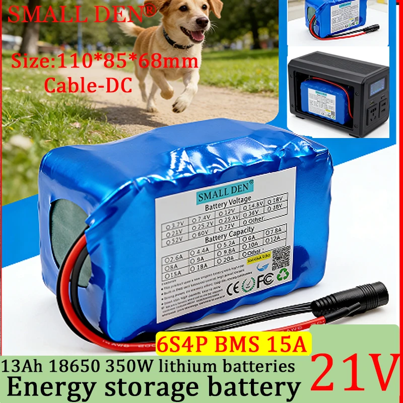 Bateria de lítio 21V 13Ah 18650 para veículos off-road, painel solar 6S4P 350W para scooters e barcos + carregador 25.2V 2A