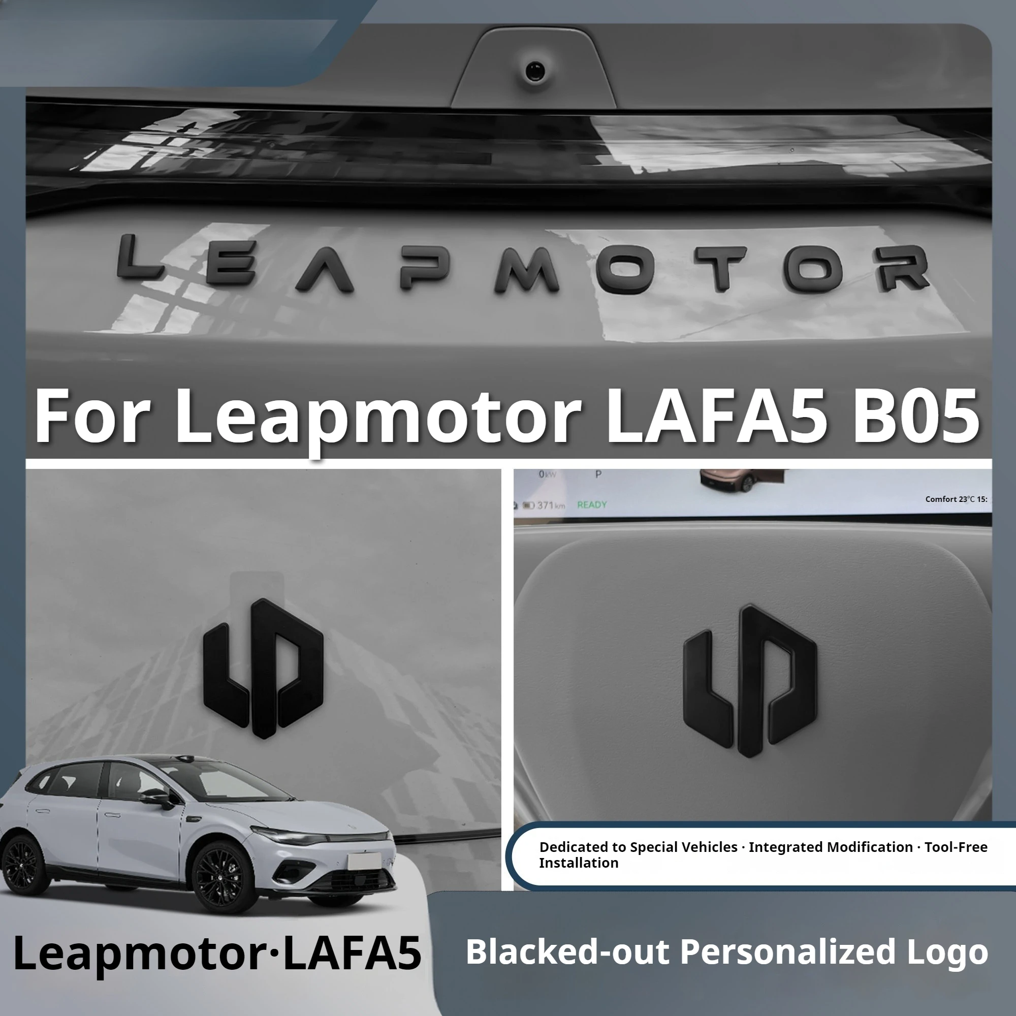 Kit Emblema Anteriore e Posteriore Nero Lucido per Leapmotor LAFA5 B05 - Stile Esterno Nero Lucido