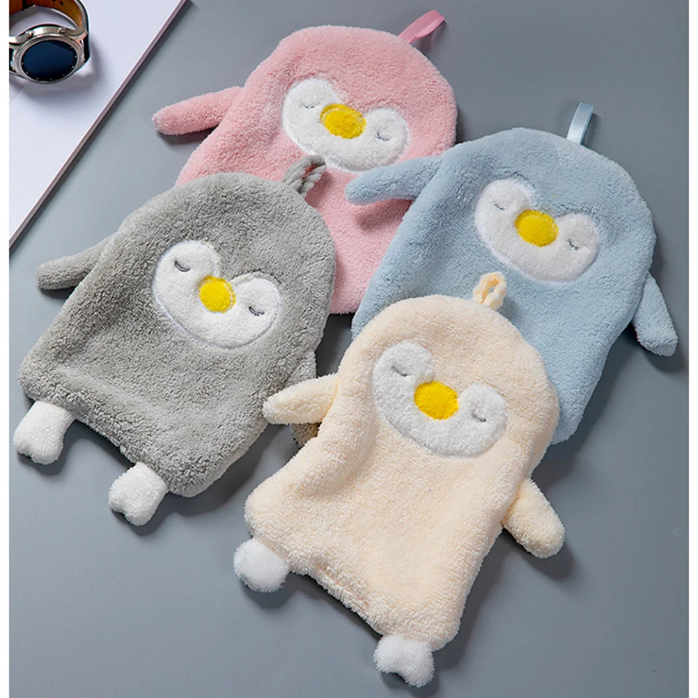 2 قطعة شكل البطريق المرجان الصوف مناشف اليد للمنزل الحمام المطبخ ماصة لا تتلاشى منشفة معلقة منديل الزخرفية #3