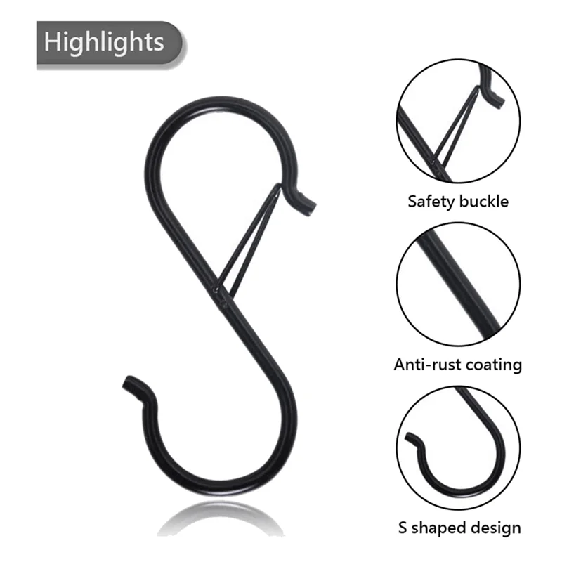 96PCS S Hooks For Hanging - S Shaped Hooks For Kitchen Utensil And Closet Rod - Black S Hooks For Hanging Plants,Pots-A78G