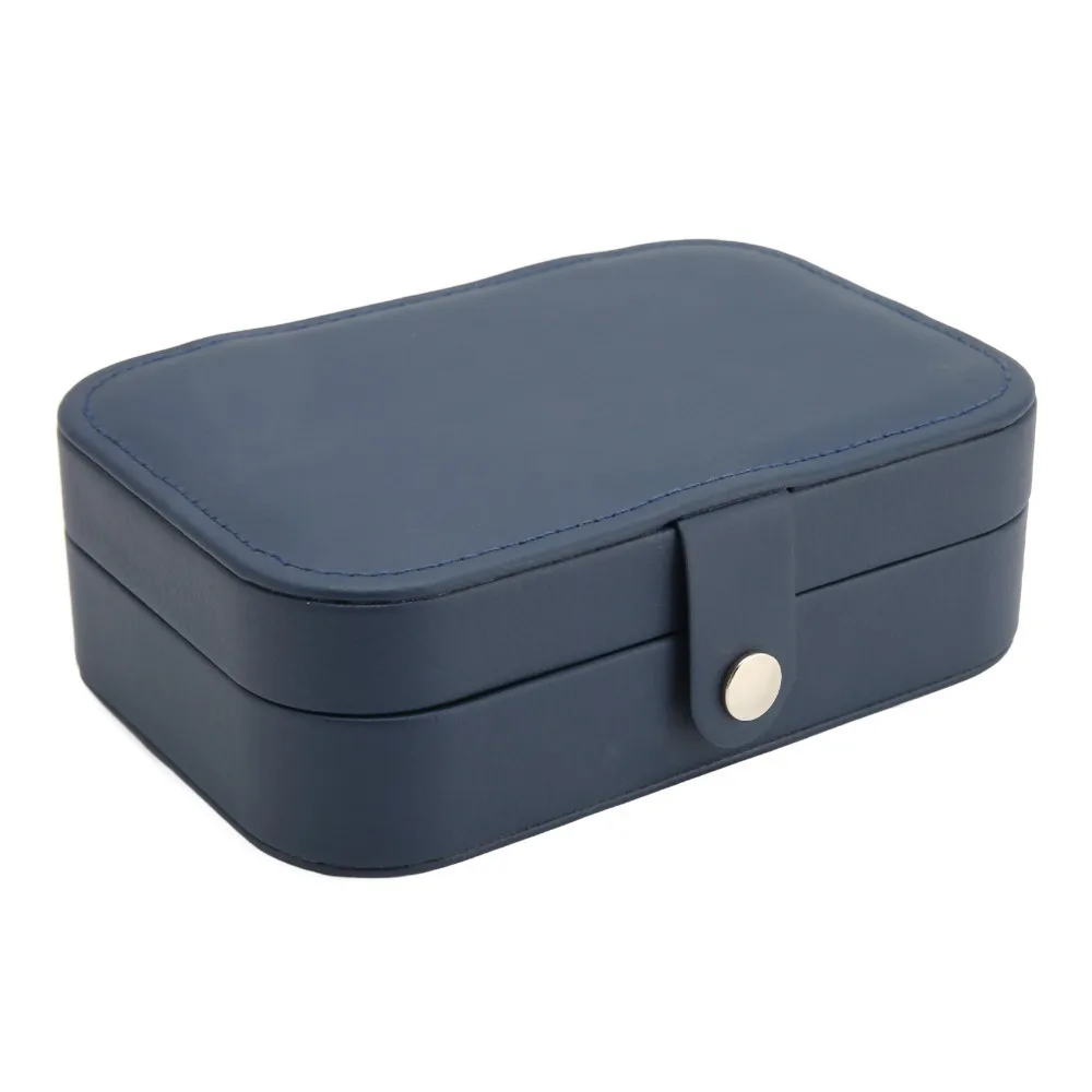 Elegant Dark Blue Jewelry Box Multi-compartment Portable Jewelry Organizer Large Capacity Storage Box Travel Use