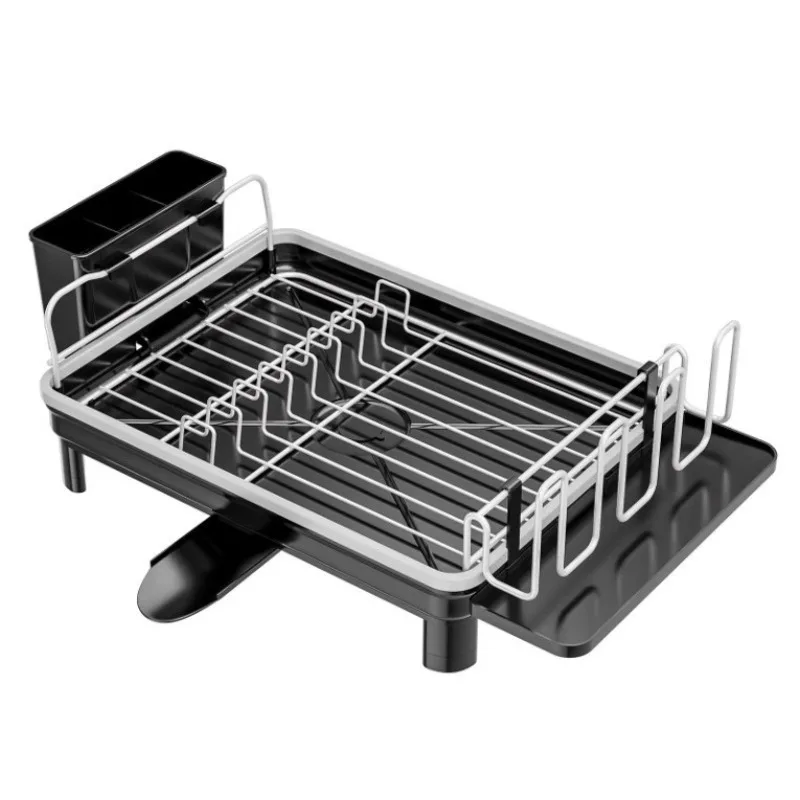 

Household Removable Stainless Steel PP Kitchen Shelf Edge Drain Bowl Rack Dish Storage Rack