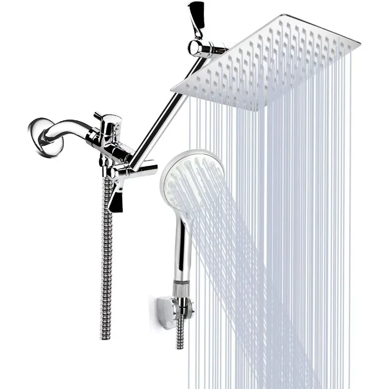 Shower Head, 12 Inch High Pressure Rainfall Shower Head/Handheld Shower Combo with 11 Inch Extension Arm, 9 Settings