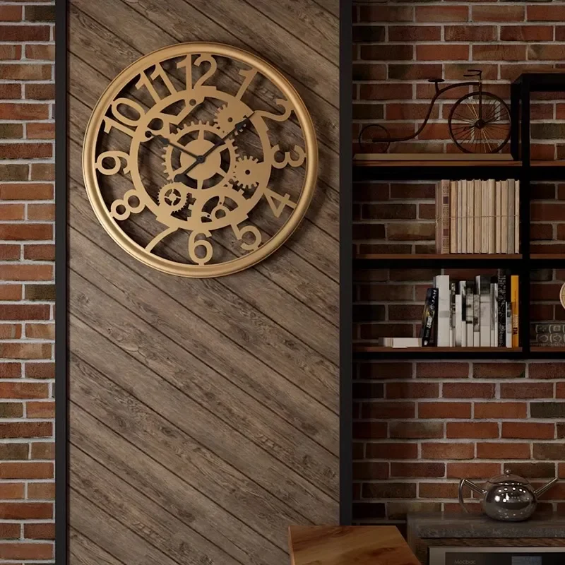 for Retro Wrought Iron Wall Clock Simple Silent Decorative Nordic Style Wall Sticker Hanging Clock for Hotel Home Decoration