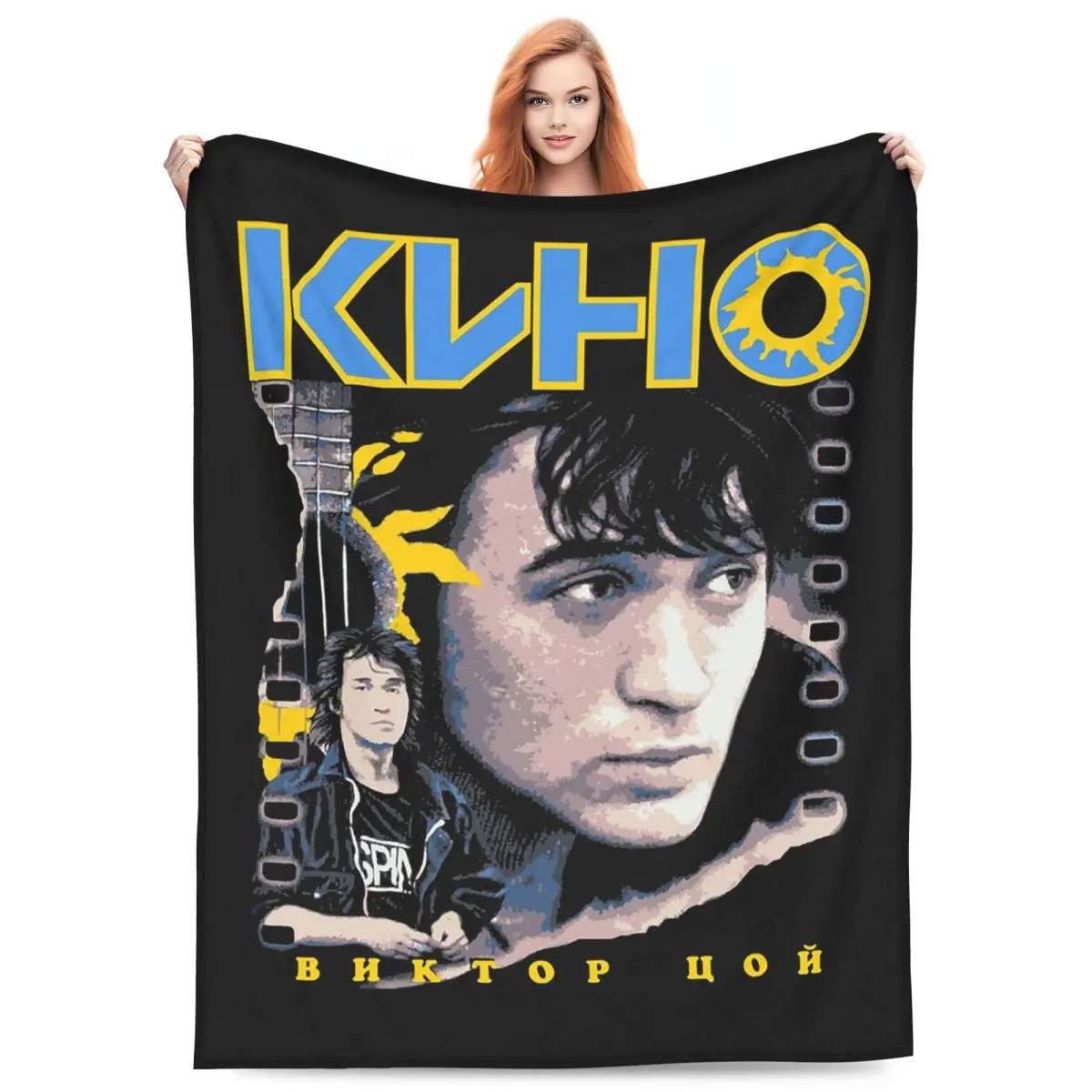 Viktor Tsoi Russia Music Rock Band Kino Blanket Flannel Sofa Throw Blanket Super Soft for Couch Bedding  Throws Bedspread Quilt