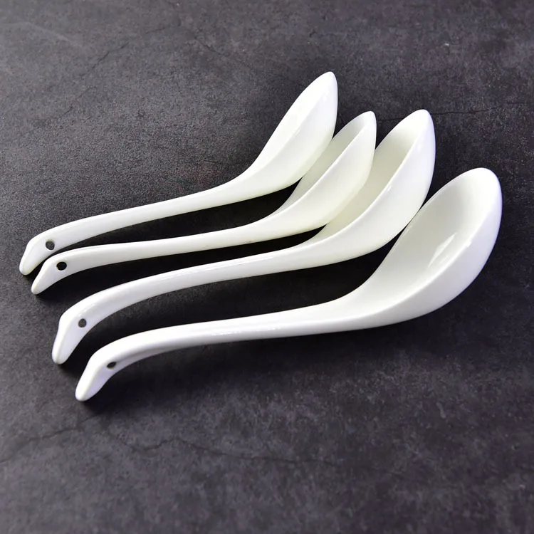 Pure White Ceramic Mi Spoon Creative Department Store Printed Text And Image Gift Swan Bone Porcelain