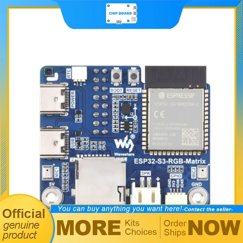 

Плата Waveshare ESP32-S3 RGB с матричным дисплеем, двойным микрофонным массивом, Wi-Fi 2.4ГГц, BLE5, модулем голосового взаимодействия с ИИ