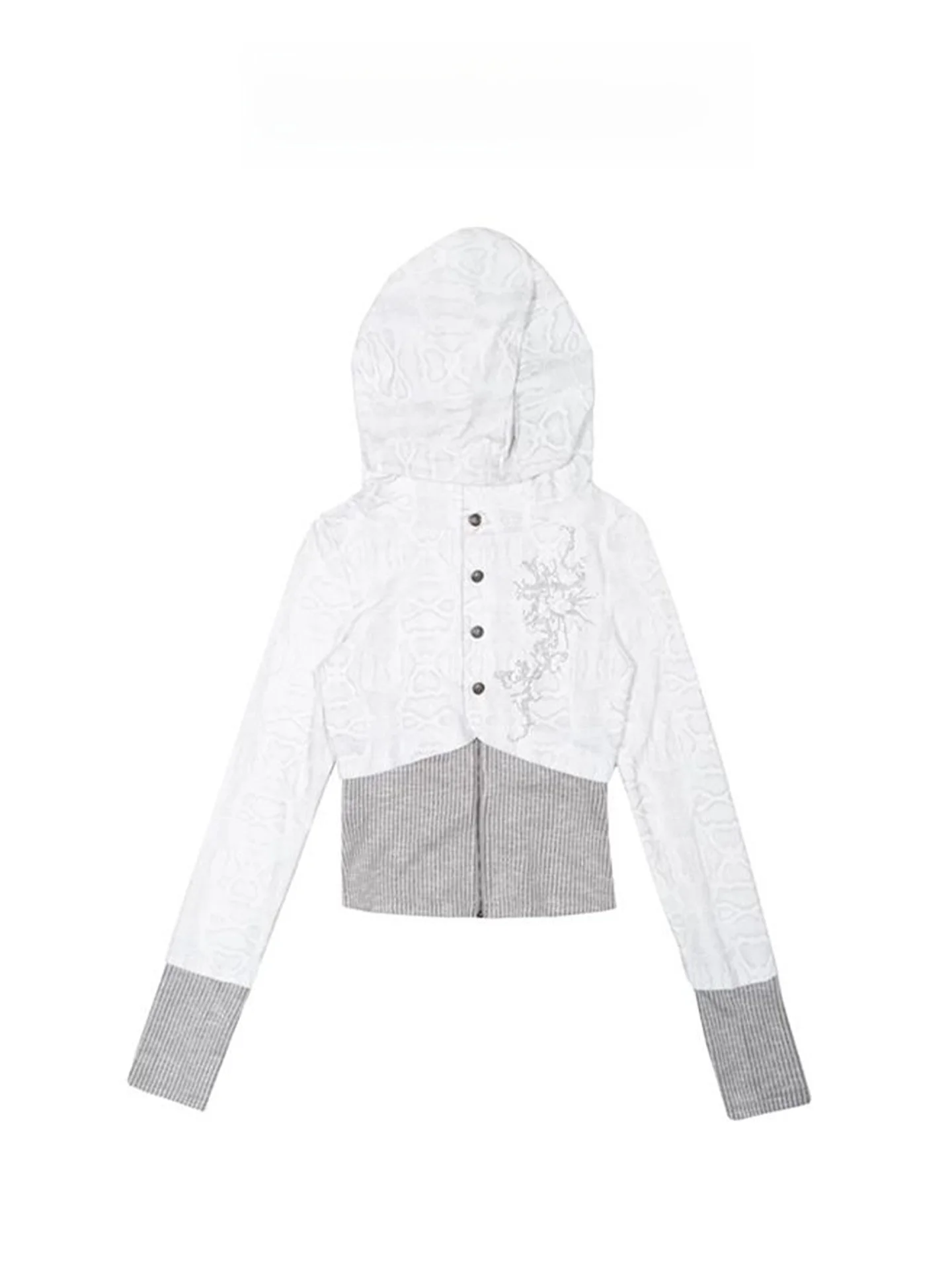 

Retro American Knitted Hoodie Jaet Women's Slim Fit Patchwork Autumn Y2K Punk Sle Commute Faion Long Sve Zipper