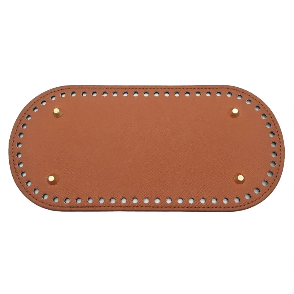 Handmade Long Oval Bottom For Knitted Bags Wear-Resistant Pu Leather Bag Base Bottom With Holes Diy Crochet Bag Accessories