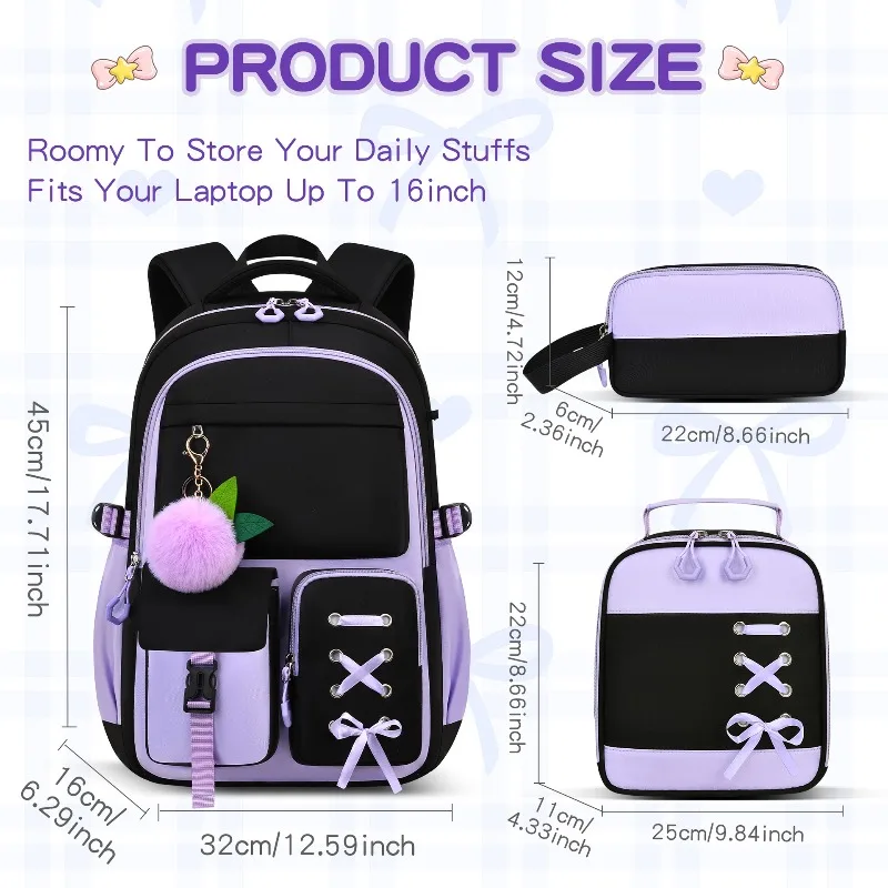 3pcs Large Storage School Bag For Elementary Middle School Teenagers Lightweight Daily Commute Shoulder Knapsack