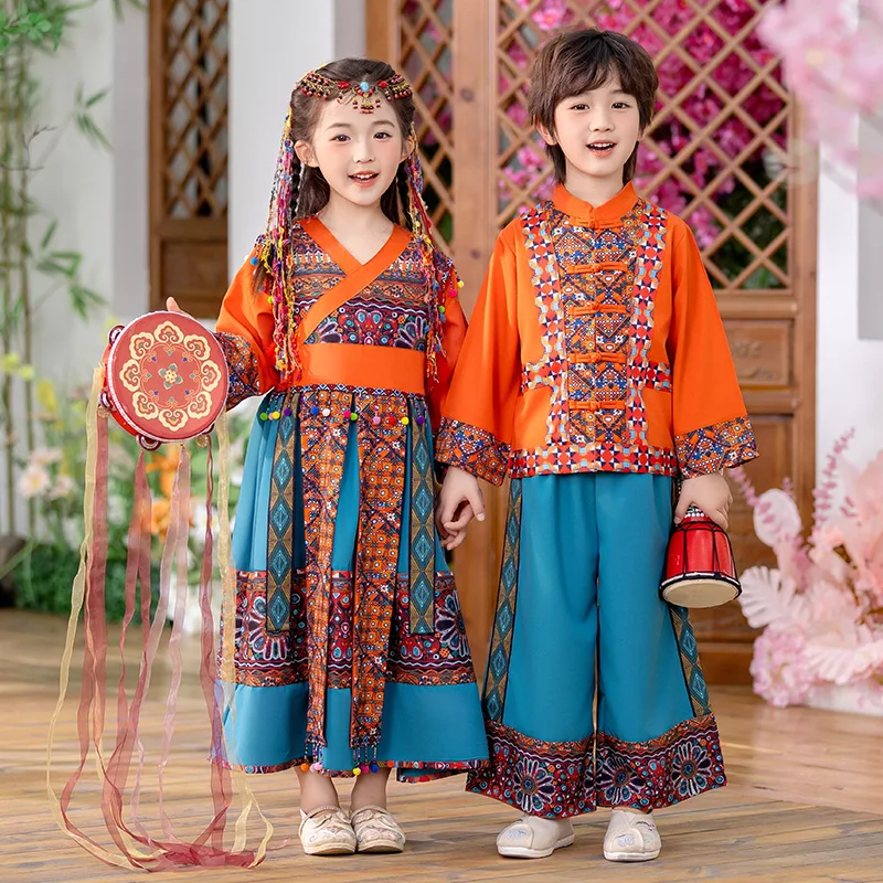 

Chinese Hanfu Traditional Sets Girls Clothes Ethnic Style Party Vintage Kids Clothes Cosplay Costumes Children's Clothing Boy