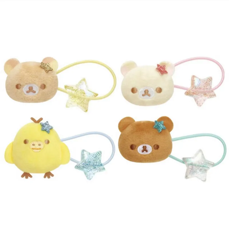 

Rilakkuma Plush Hair Ties Ropes Cute Elastic Hair Bands Scrunchies Rubberband Anime Bear Kawaii Hair Accessories for Girls Women