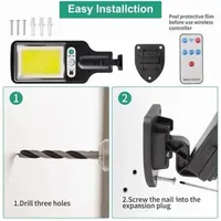 Powerful LED Solar Outdoor Led Courtyard Wall Lamp 3 Modes Human Body Induction Garden Terrace Garage Door Street Lighting 5