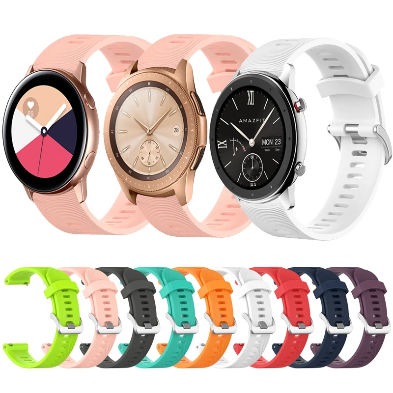 Correa de silicona para reloj Huami Amazfit GTR, 42mm, Samsung Galaxy Active 2 3, 40mm, correa de reloj reemplazable de 20mm