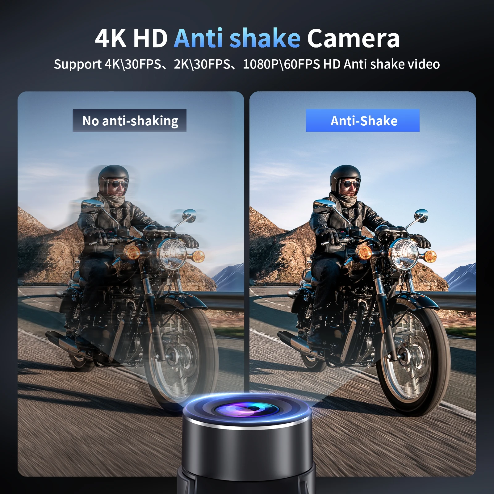 Fodsports FX60C Motorcycle Intercom Bluetooth 5.4 Helmet Headset, 4K HD Anti-shake Camera Dash Cam Moto Interphone,10 Riders,FM