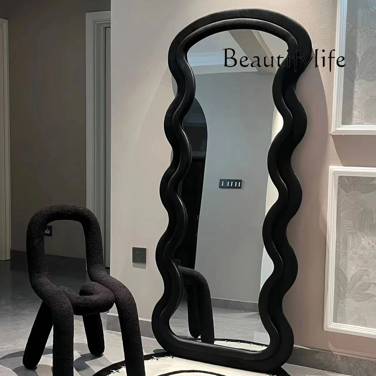 

clothing store wave full body mirror wall floor mirror home bedroom wall-mounted fitting mirror Wall decoration appearance