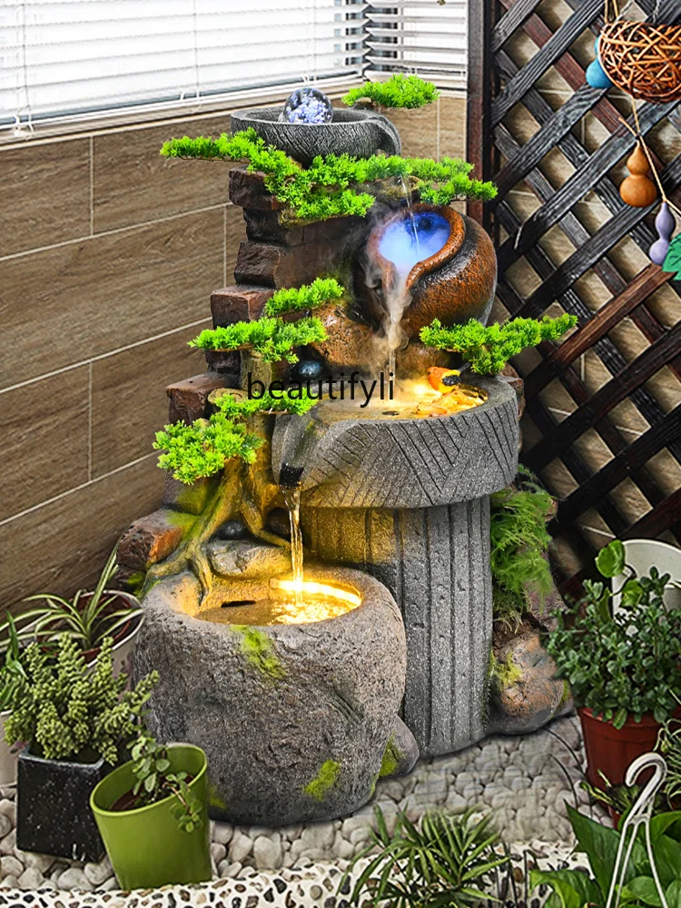 

Circulating Water Courtyard Garden Layout Housewarming Gifts Landscape Decoration under Stairs