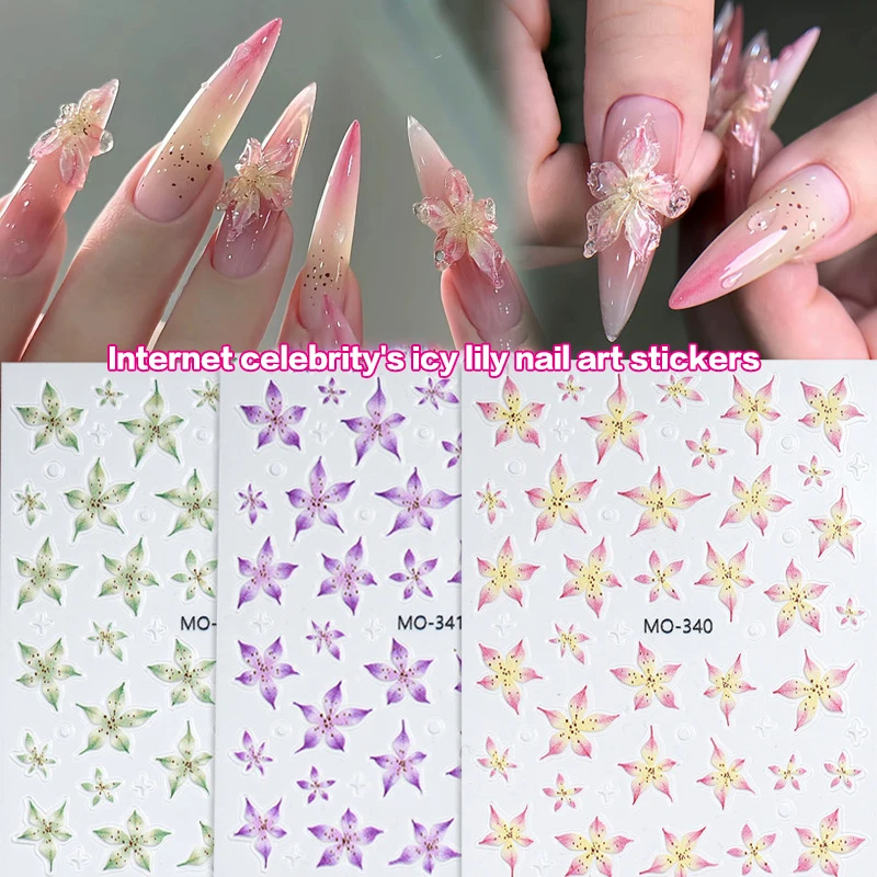 Lily Flower Shape Nail Sticker Enhancement Adhesive Stereoscopic Decoration DIY Accessory Nail Enthusiasts