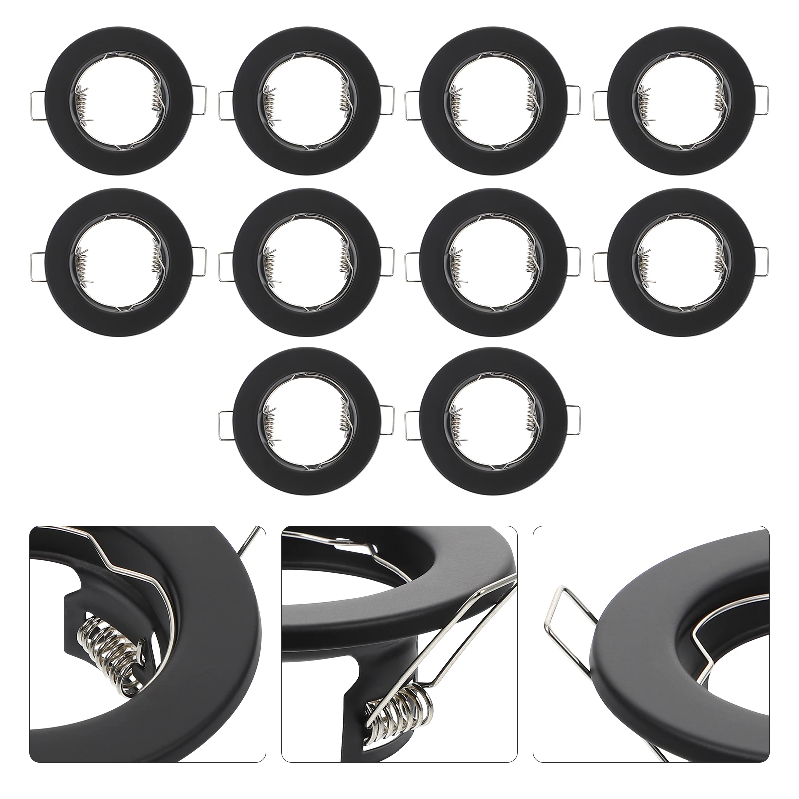 10pcs Spotlight Frame Lampshade Halogen Cup Bracket Black Fitting Home Night Light Long Use High Material Simple Style Not Hurt