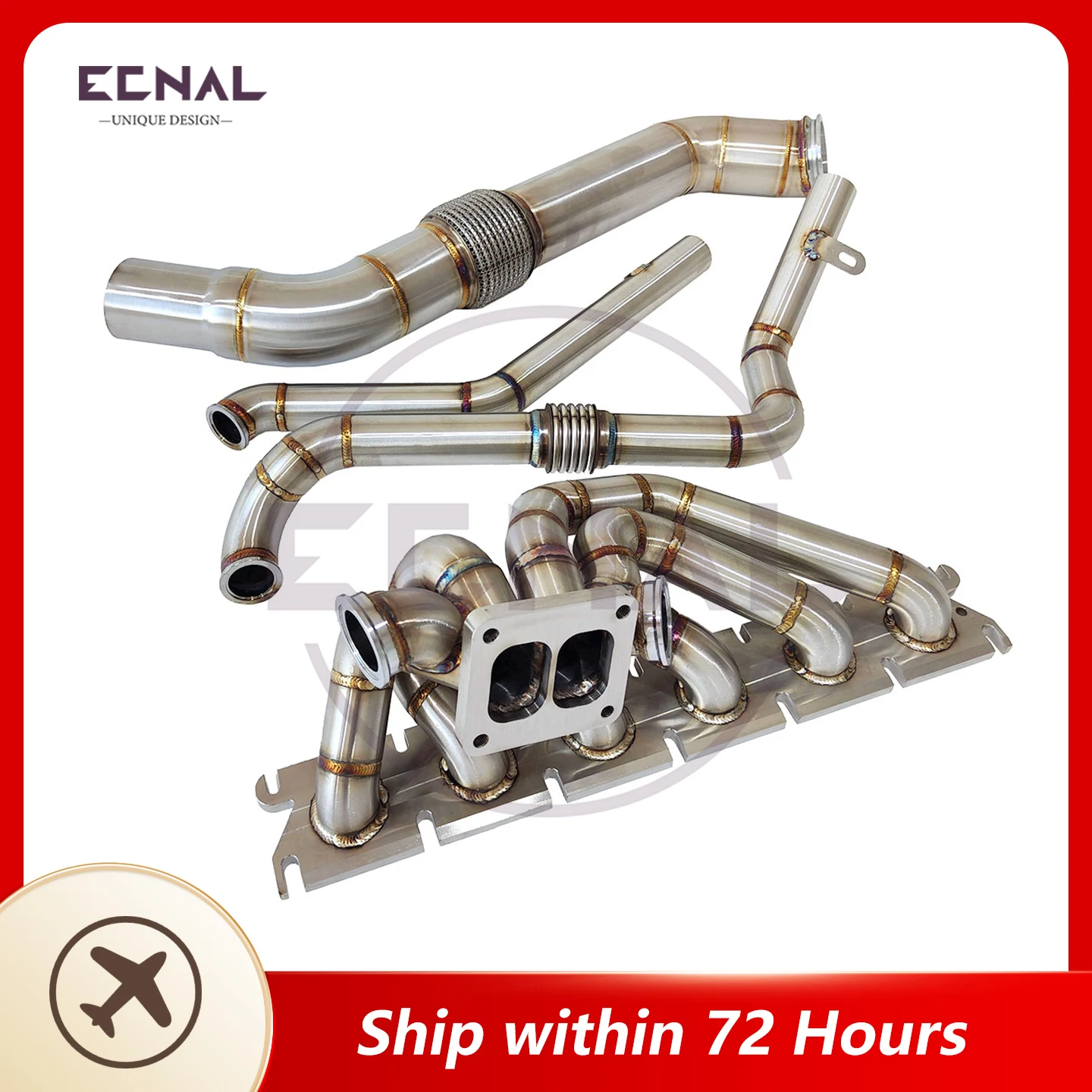 

Выпускной коллектор Ecnal для BMW Gen1 F30 340i F32 440i B58, спортивная выхлопная система, одинарная турбина, интерфейс T4, сброс давления