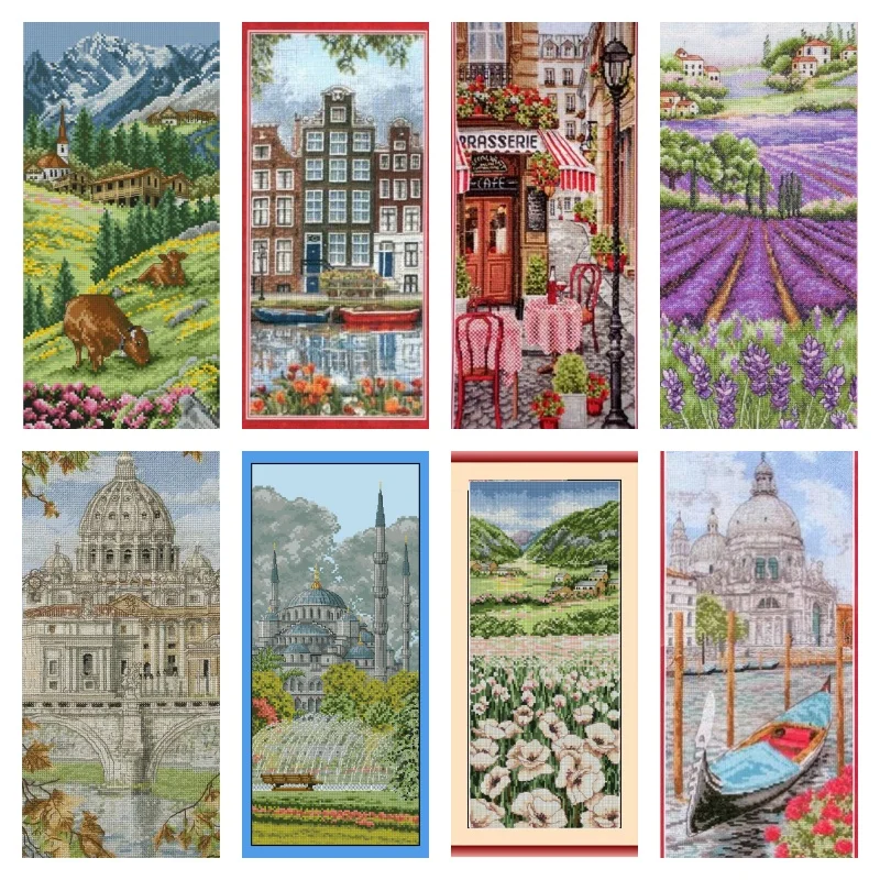 ZZ9195-5 Cross Stitch Kits Products Yarn Canvas Painting Decorative Pictures Craft Needlework Fabric For Sewing  Scenery