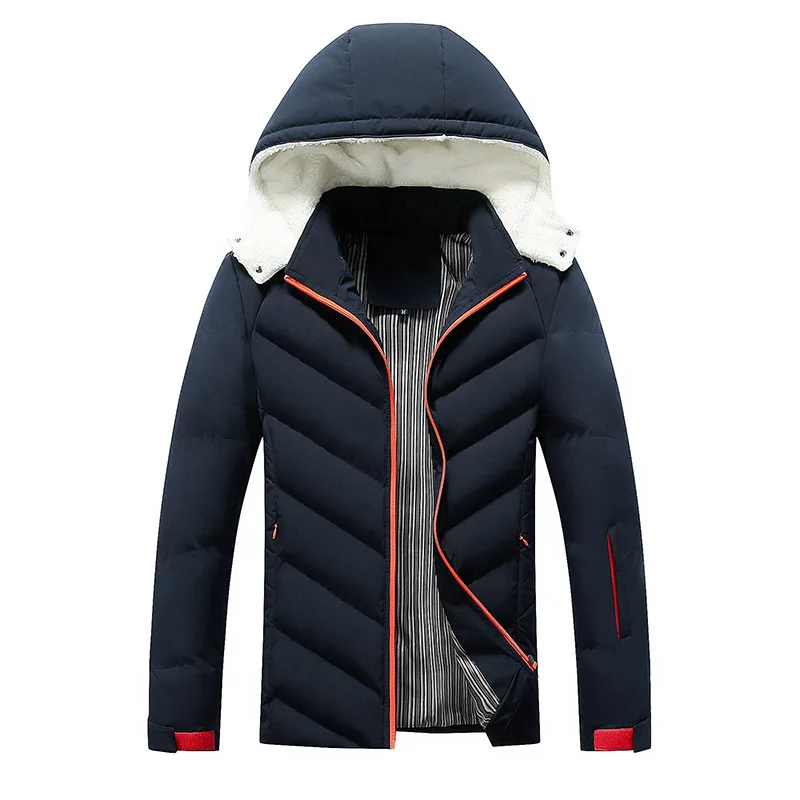 Men's Cotton Jaet Winter Warm Large Size Polyester Fiber Filled Long Zipper Closure Busin Casual Sle  Color