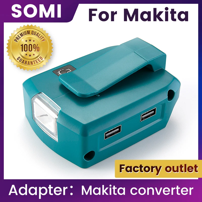 ADP05 Power Source For Makita 18V LXT Li-Ion Battery BL1830 BL1840 Converter Adapter with LED Light Dual USB Ports & DC Port