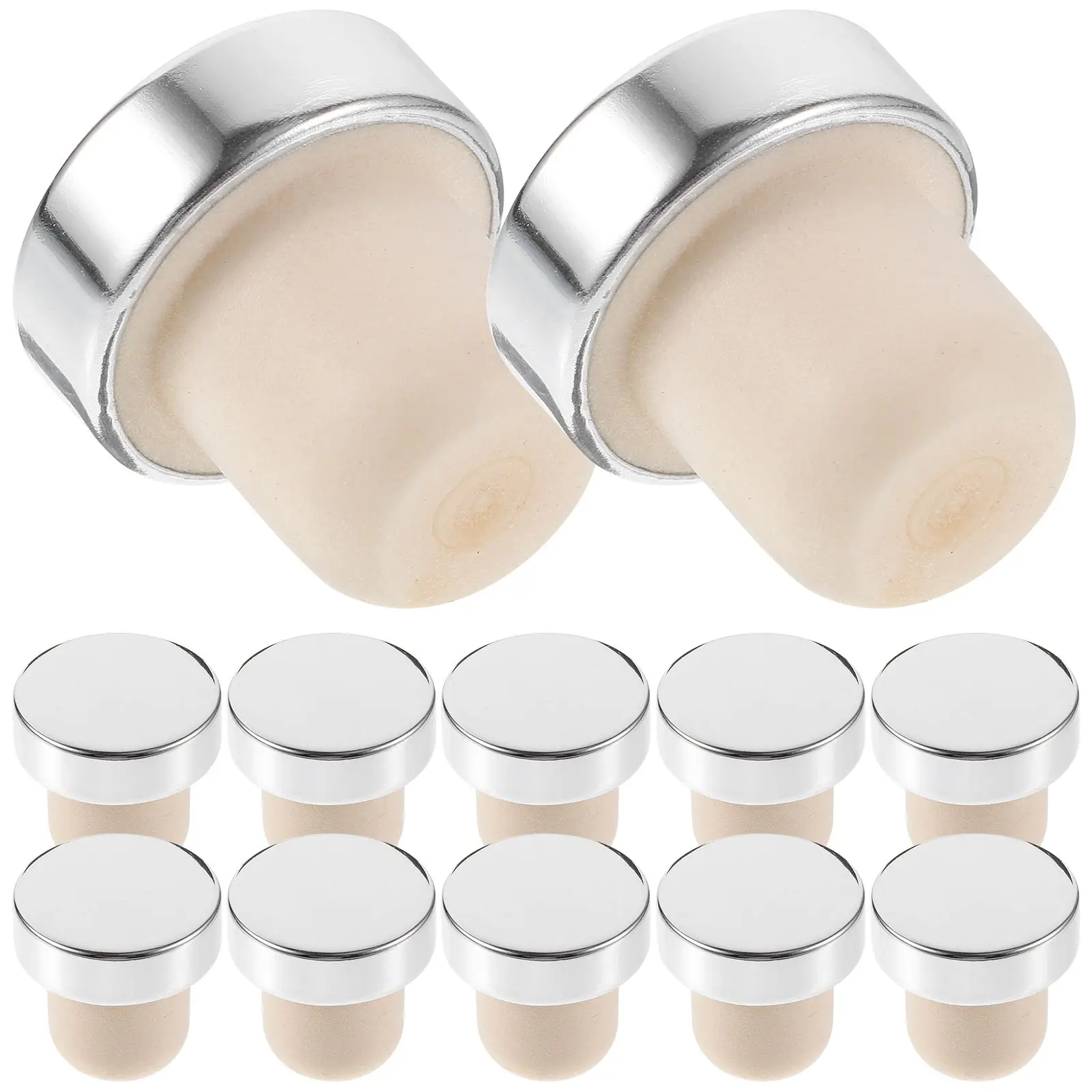 

12pcs T-shaped Bottle Stopper Sealer Reusable Stoppers Glass Bottles Silver Exquisite Kitchen Bar