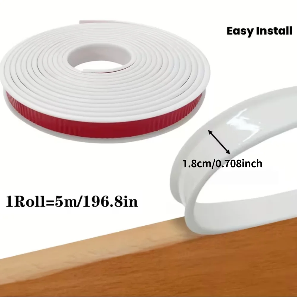 5m/196.8inch,TPE U-shaped self-adhesive cabinet edge strip-cushioned and durable,suitable for wardrobes and wooden panels