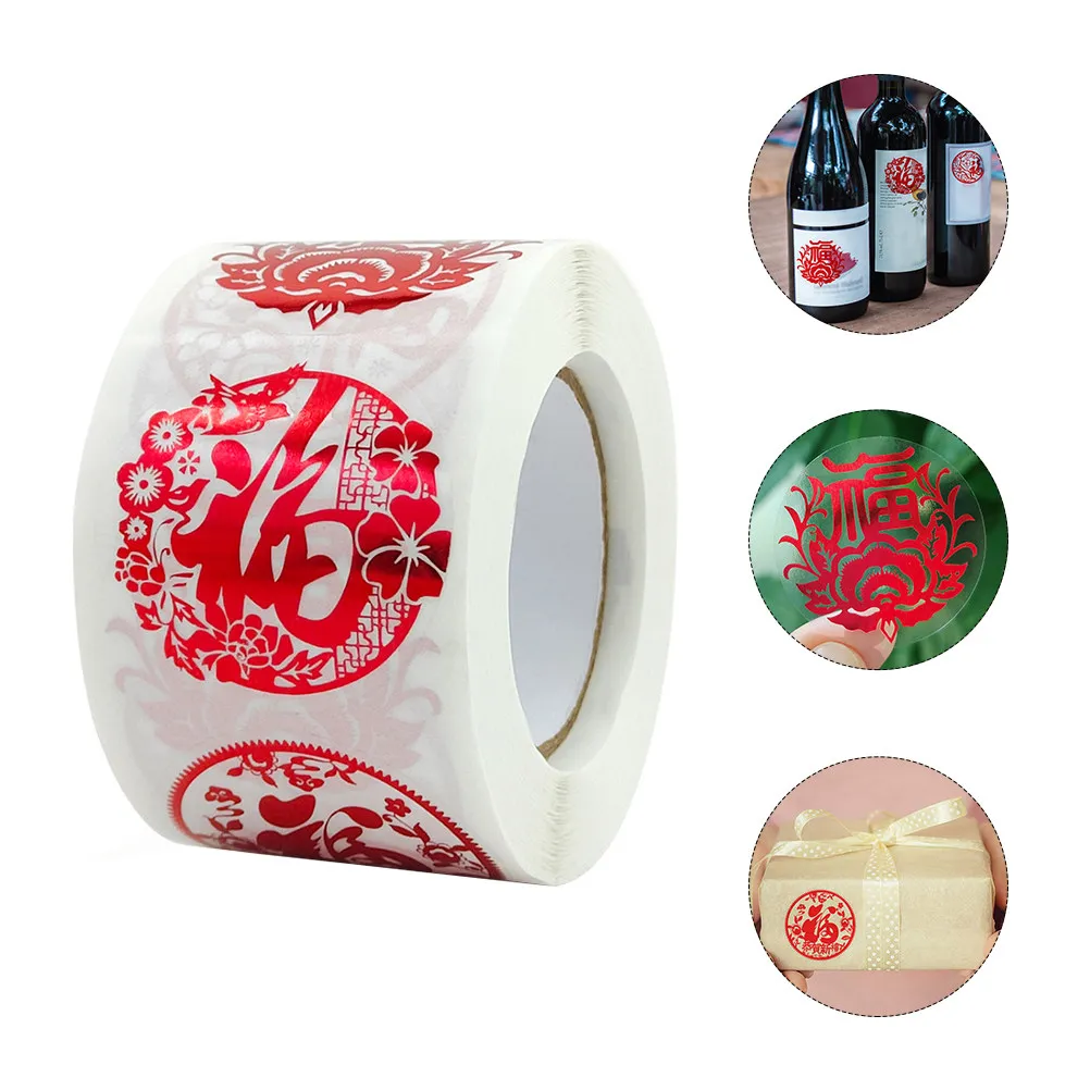 

1 Roll Creative Chinese New Year Stickers Exquisite Craftsmanship for Gift Bags Wrapping Paper Decor Labels Spring Festival