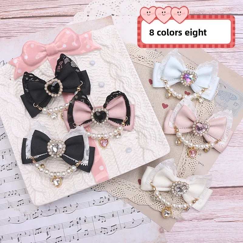 

Sweet Lace Hair Clips Handmade Beaded Rhinestone Love Hairpin Side Clip Hair Accessories for Women