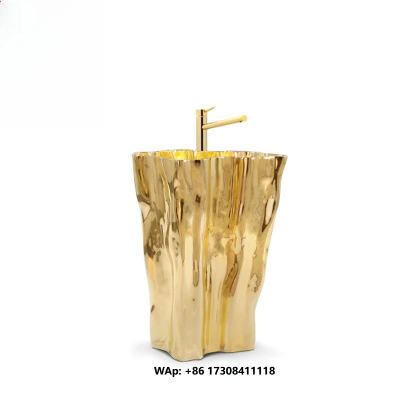 Customized Luxury Gold Stainless Steel Washbasin Bathroom Sink for Hotel Villa Bathroom Furniture