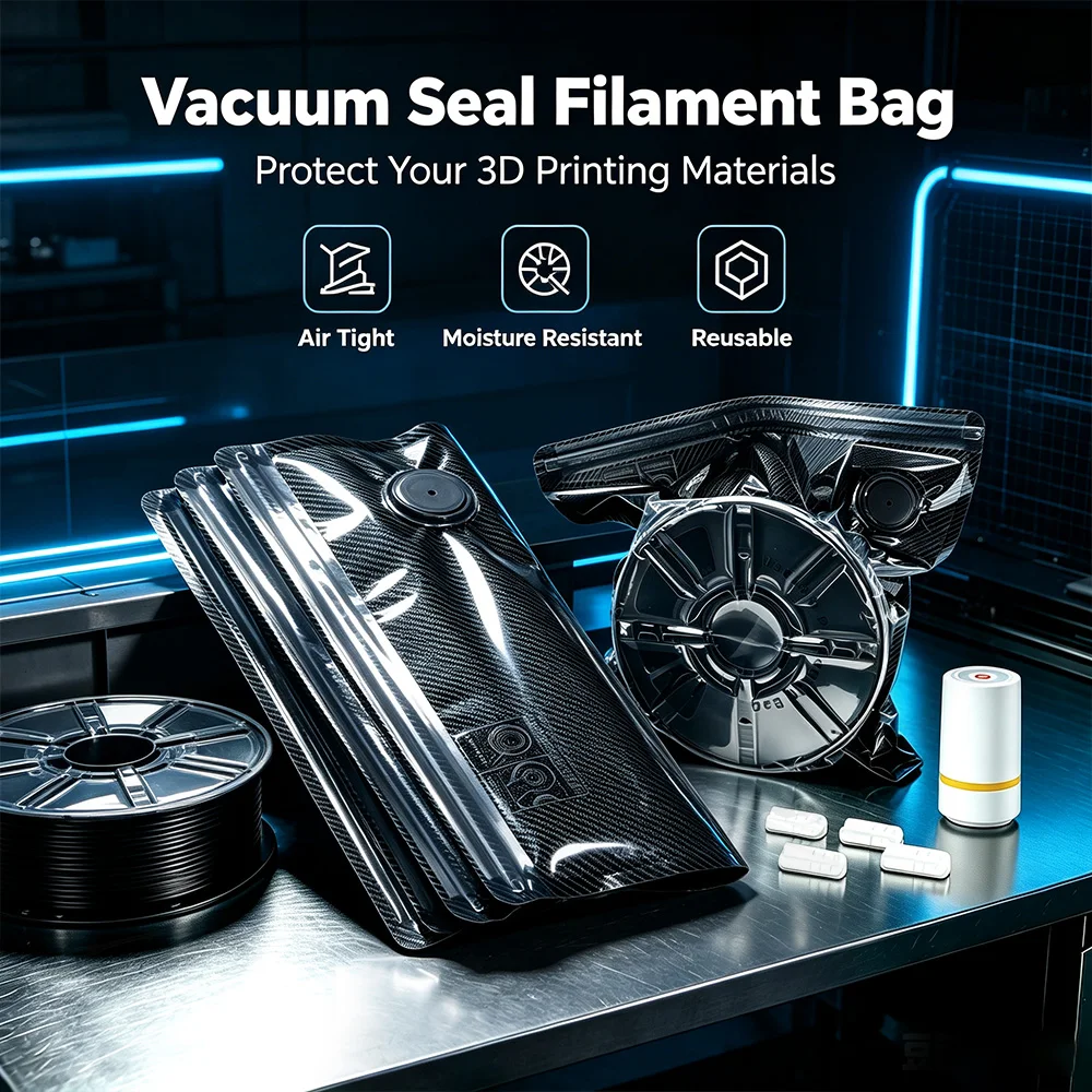 10/20/30 Pcs 3D Filament Vacuum Storage Bags Low‑Leak Valve Light‑Blocking Moisture Proof Reusable Vacuum Sealer Bag