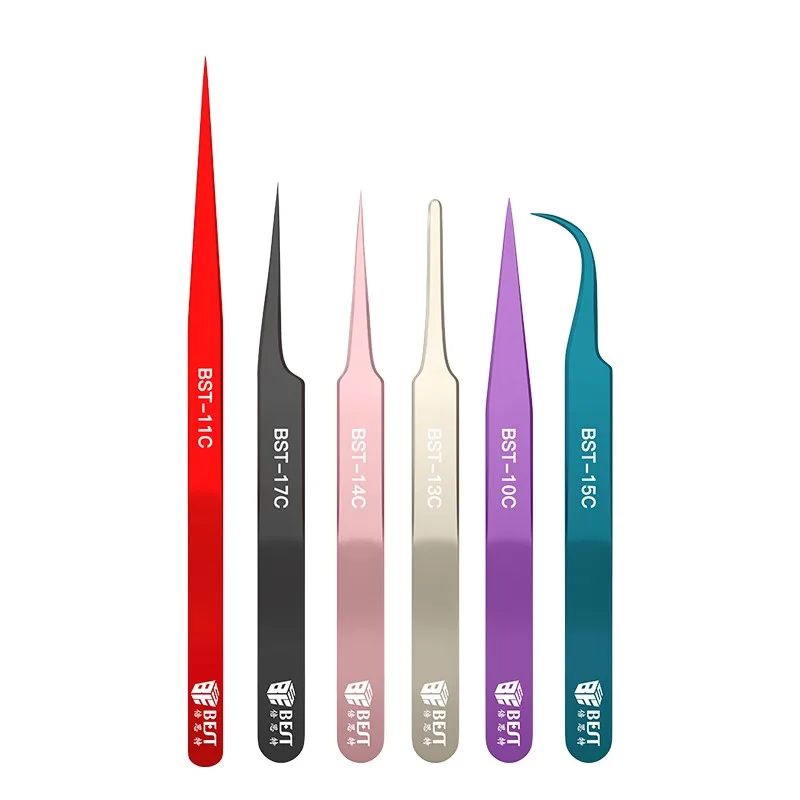 Mobile home appliance repair tweezers Stainless steel non-magnetic anti-static pointed high precision bird\'s nest hair acne clip