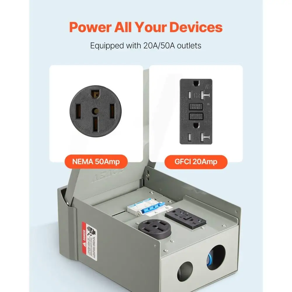 Temporary Power Outlet Panel RV Electrical Panel 20 50 Amp RV Outlet Box