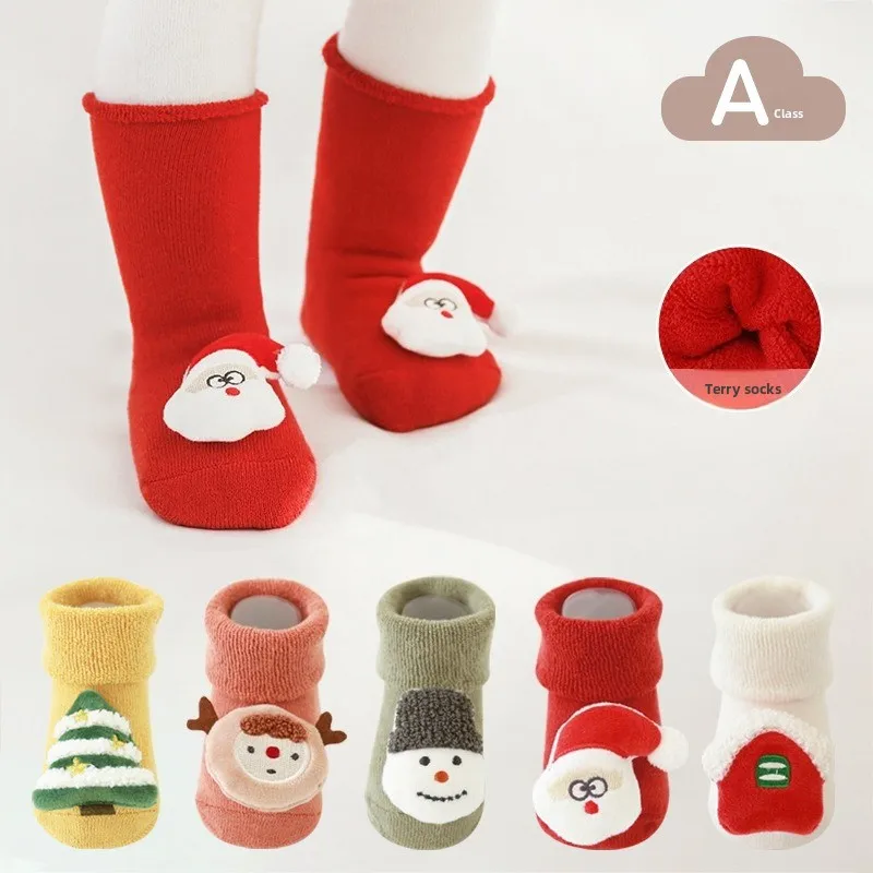 2025 Winter New Terry Thickened Baby Socks - Non-slip Dot Gr