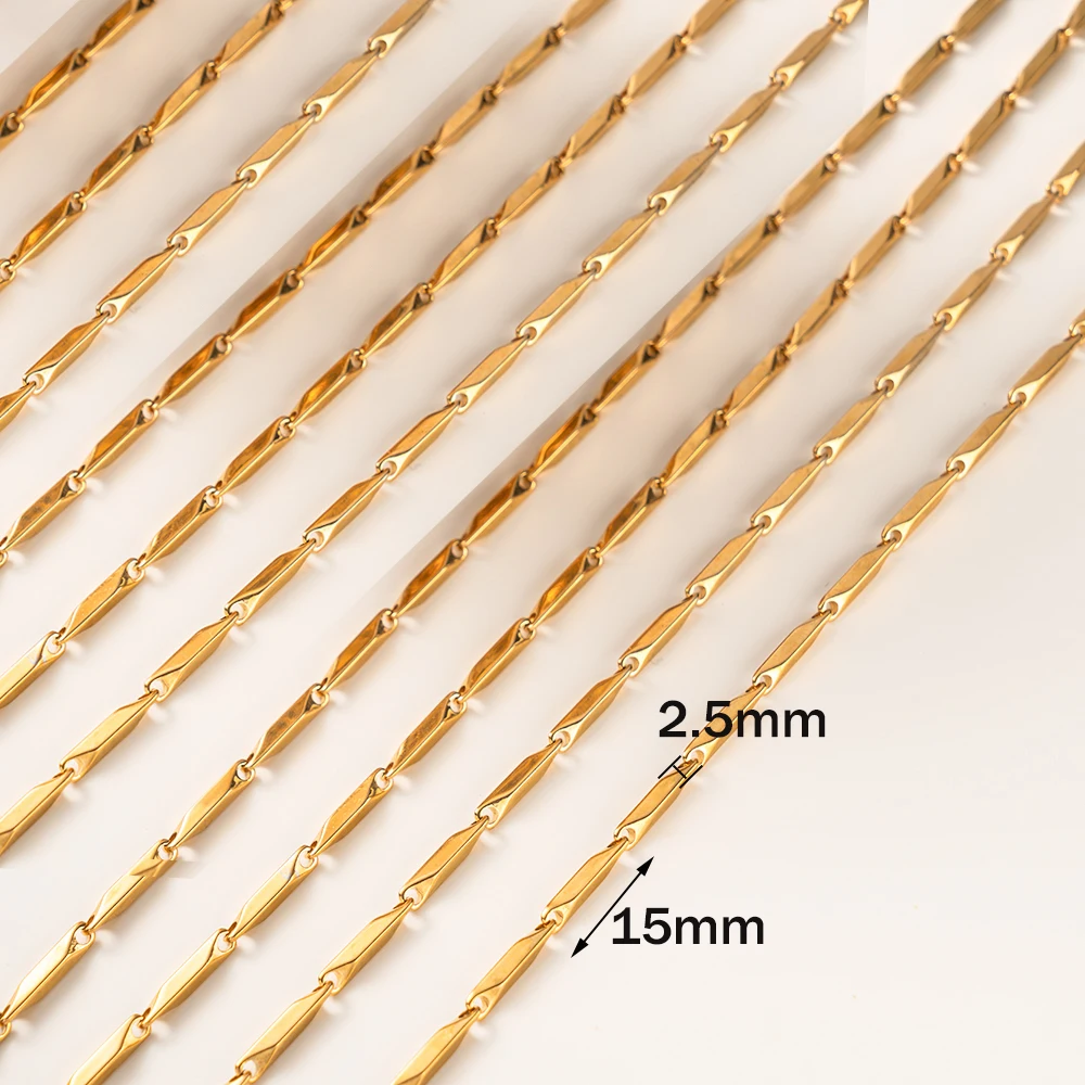 0.5meter 1meter Stainless Steel Bar Link Bamboo Necklace Link Chains Bulk for DIY Women Men's Choker Jewelry Craft Accessories