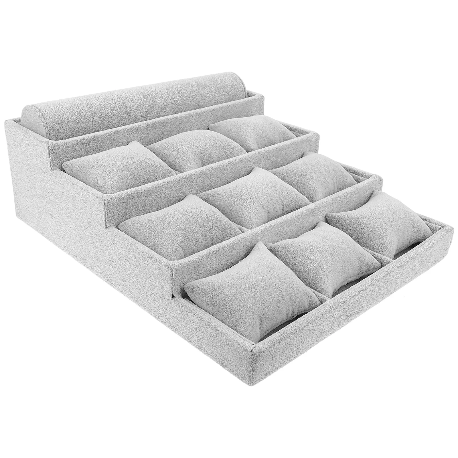 

Bracelet Multi-Layer Velour Watch Holder Grey Trapezoidal Display Tray Storage Jewelry Pillow Set Durability Practical