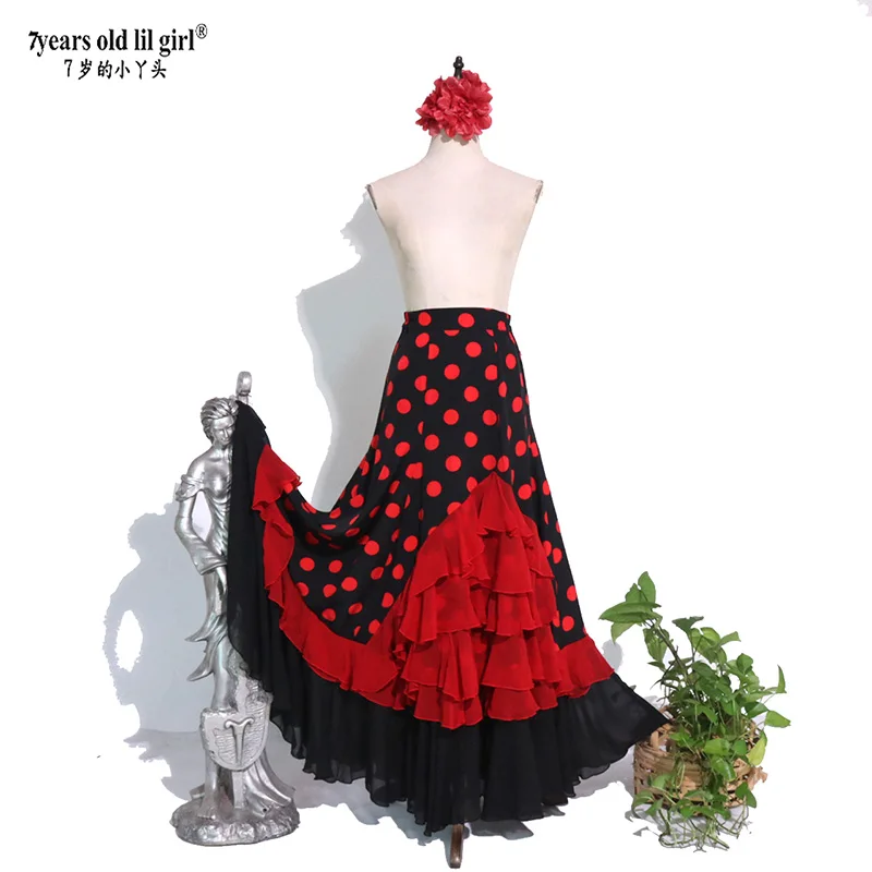 Traje de Flamenco español falda de actuación mujer chica Gyspy salón de baile Festival actuación Ropa debaile varioscoloresGZ24