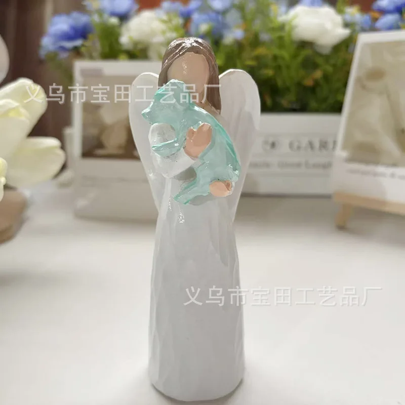 Girls & Animal Best Friends Resin Statue, Simple Home Decor Figurine, Heartwarming Friendship Gift, Minimalist Tabletop Decor