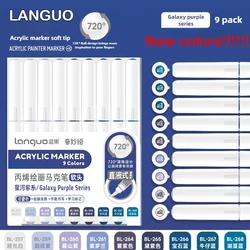 Languo 207/9 Colors Direct Liquid Acrylic Paint Marker Pen Brush Marker DIY Painting Drawing for School Art Supplies Stationery