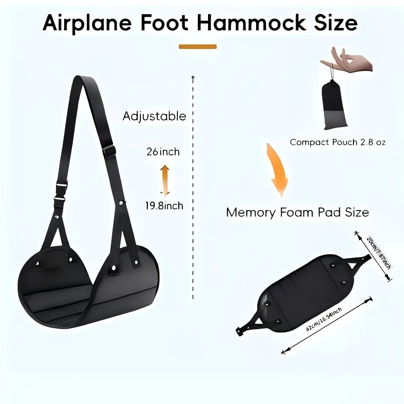 Foot Hammock High-Speed Rail And Airplane Travel, Airplane Foot Hammock, Adjustable Foot Support Strap,